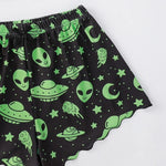 Sexy Alien Print Sling Sleepwear Women's Pajamas Set V-Neck Pyjamas Female Homewear Sleeveless CuteTop And Shorts
