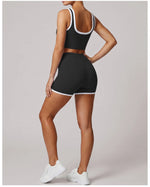 Summer Color Contrast Yoga Suit Women Shock-absorbing Sports Bra High Waist Hip Lifting Shorts Training Running Fitness Outfits