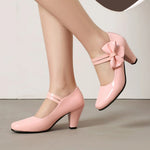 Spring Hot Sale Patent Leather Chunky Heel High Shoes Women's Platform Wedding Party Single Dress Shoes Large Size 33-45 Pumps