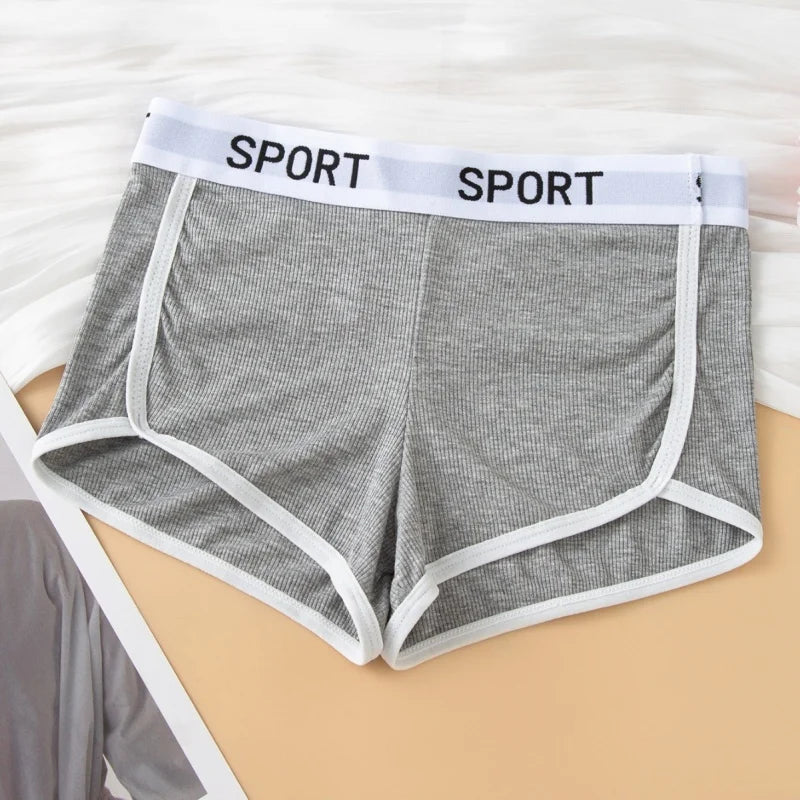 Fashion Letter Waistband Seamless Casual Short Panties Comfort Ribbed Ladies Boyshort Summer Daily Basic Stretch Underwear