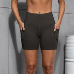 Women High Waist Pocket Sports Short Yoga Legging Shorts Squat Proof Hip Lift Fitness Tight Shorts Quick Drying Cycling Workout