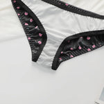 Two Piece Women Underwear Set With Floral Print Design 3/4 Cup Hood Gathered And Matching Triangle Underwear Sexy Lingerie A2169