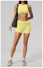 Tight Yoga Clothes Women Speed Drying Shock-absorbing Sports Vest Fitness Suits Outwear Gym Flip Waist Shorts Workout Clothes