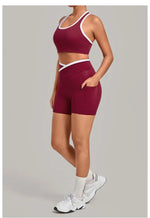 Women's Seamless Yoga Sets Sports Fitness High Waist Hip-lifting Shorts Back Beauty Sleeveless Suits Gym Training Workout Sets