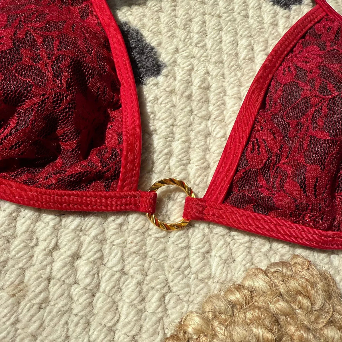 DEKA Lace Print Micro Bikini Set Women Double Strap Push Up Tie Side Triangle Swimsuit Bathing Suit Thong Swimwear