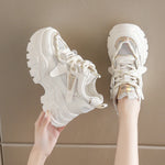 Breathable Mesh Platform Sneakers Women Spring Thick Bottom Non-Slip Casual Shoes Woman Lace-Up Chunky Sole Sports Shoes Ladies
