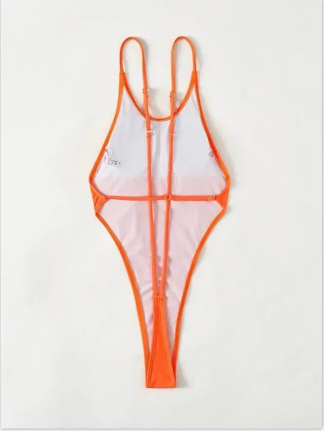 Sexy Ribbed Cross Backless Women Monokini Micro String Thong Swimwear One Piece Swimsuit Female High Cut Bathing Suit Swim Lady