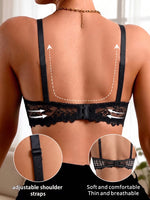 Women Floral Lace Solid Underwire Push Up Bra With Adjustable Straps Breathable Side Wing Lingerie