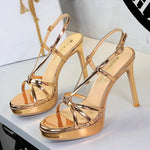BIGTREE Classic Black Ankle Strap Stiletto Heels Round Toe Open Toe High Heels Women's Versatile Dress Shoesfor All Occasions