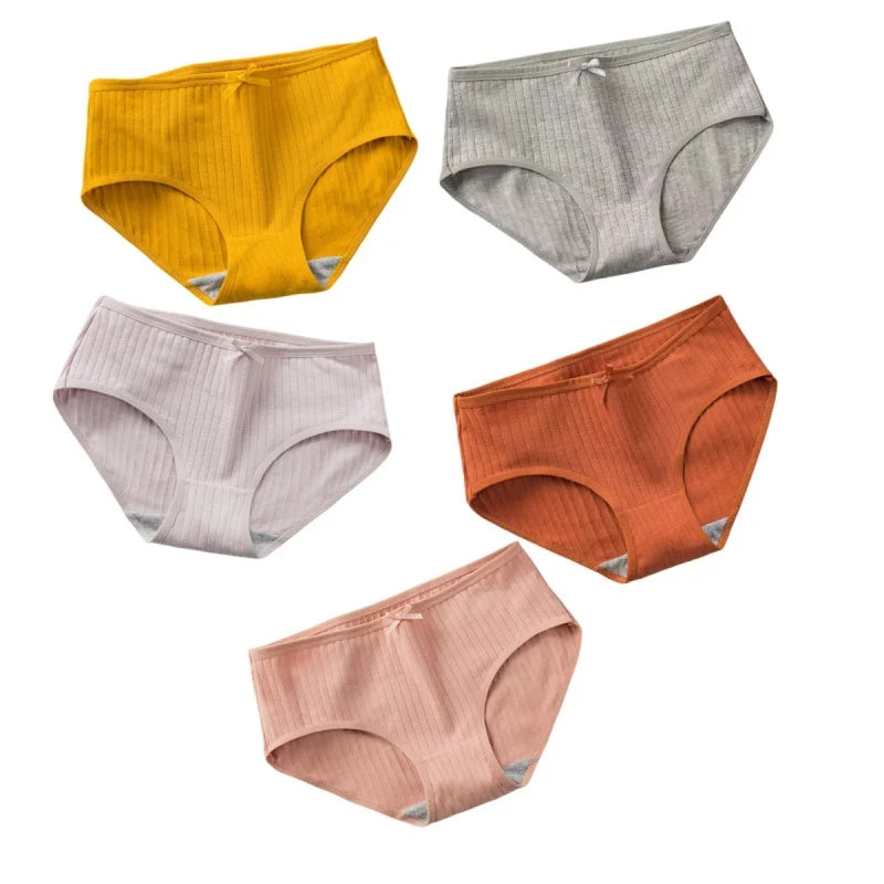 5Pcs/Set Cotton Briefs Women Panties Sexy Lingerie Women's Underpants Low Waist Panty Comfy Breathable Seamless Underwear