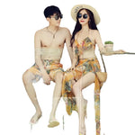 Swimsuit Fashionable Sweet Couple Swimsuit Bikini Three Piece Men's Beach Shorts