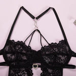 Sexy lingerie European and American Internet celebrity pure desire see-through mesh splicing sexy lace jumpsuit
