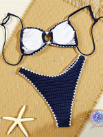 Sexy Wrinkled Crinkled Cut Out Bikini Women Swimwear Female Swimsuit Padded Bather Bathing Suit Swim Two-pieces Bikini set K8054