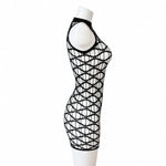 Sexy Cover Up Hollow Out Fishnet Dress without Inside Bikini Sets Summer Holiday Elastic Mini Bodycon Black Dress Free Size