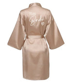 Wedding Party Team Bride Robe With Black Letters Kimono Satin Pajamas Bridesmaid Bathrobe SP001