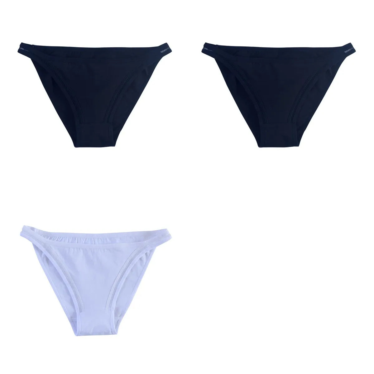 3Pcs/Set Women's Cotton Low-Rise Briefs with Mesh Side Panels Brazilian Panties Sexy Lingerie Comfy Breathable Underwear M-XL