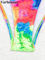 Sexy Printed Tie Dye Halter Brazilian Bikini Women Swimwear Female Swimsuit Two-pieces Bikini set Bather Bathing Suit Swim V6313