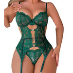 2026 Women Lace Lingerie Set Sheer Transparent Bra Garter Belt Elegant Night Underwear Romantic Valentine Holiday Gift