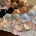 Women 1/2 Fixed Cup Bra Seamless Underwear Padded Bras Cute Heart Print Non-wired No Rims Sexy Lingerie Brassiere S-XL
