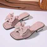 Elegant Big Bow Knot High heels Slippers Women White Slides Woman Plus Size Soft SoleNon Slip Summer Sandal Mujer Shoes