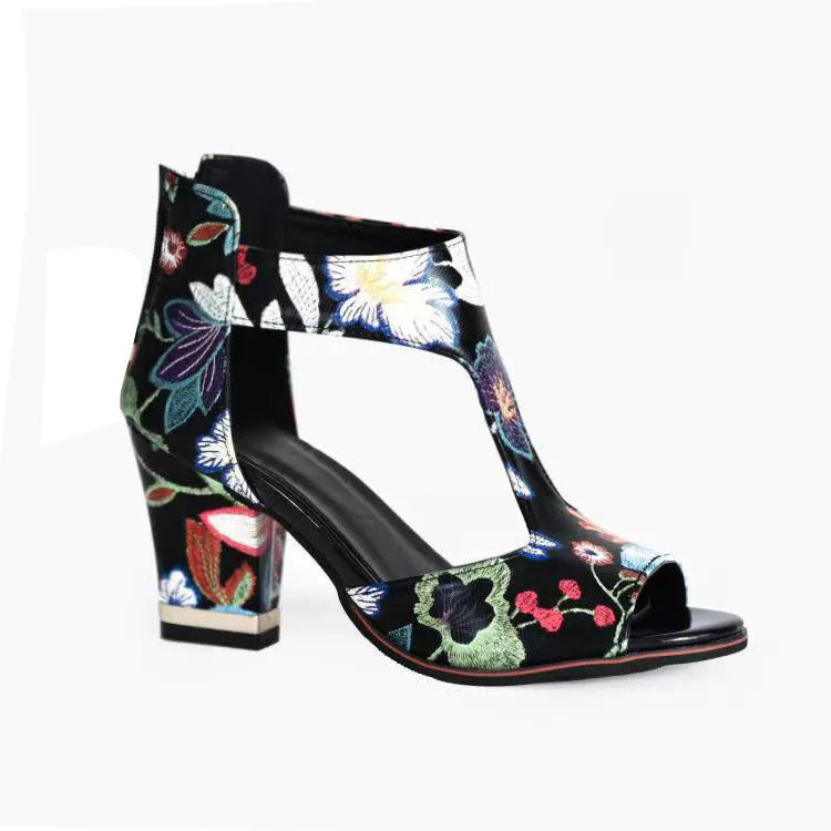Fish Mouth High Heel Shoes Women's Summer Thick Heel Sandals Waterproof Platform Thick Sole Sexy Slim Back Zipper Hollow