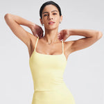 NCLAGEN SoftMotion Strappy Mid Vest with Built in Bra Shelf Women Gym Tank Top Naked-feel Workout Fitness Pilates Yoga Camisole