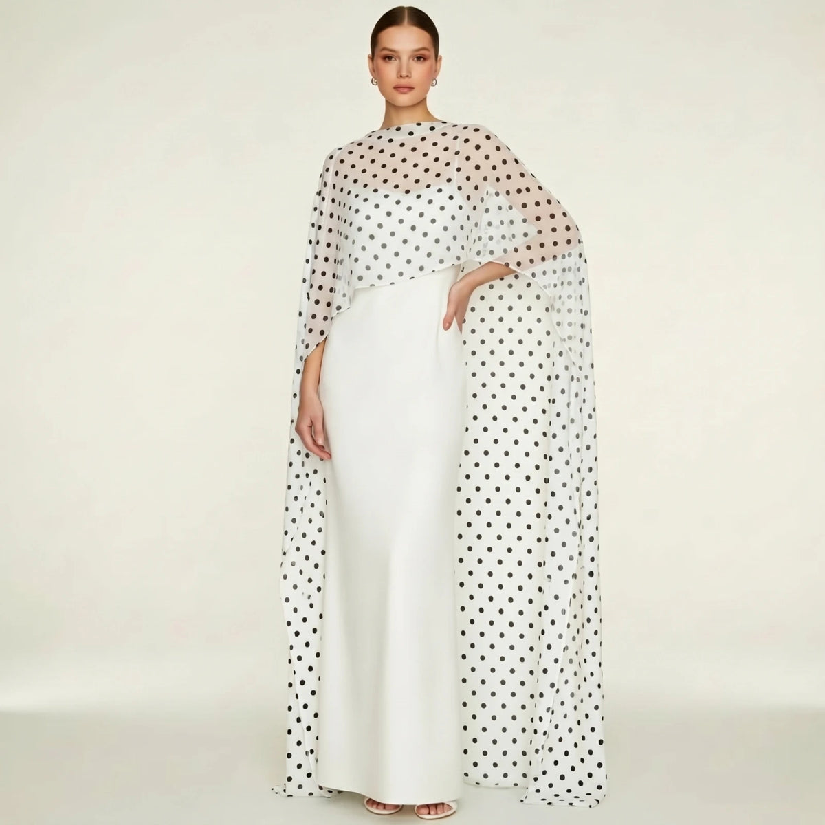 Women's Sheer Chiffon Cape Bat Sleeve Floor Length Shawl Elegant Cover Up Tops Party Evening Cape Blouse f