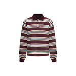 Women's Fall Striped Print T-Shirt Contrast Color Long Sleeve Lapel Neck Button-up Casual Pullover Tops