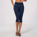 Hip Lifting Midi Length Yoga Pants Women Contrast Color Gym Sports High Waist Capri Trousers Breathable Fitness Running Leggings