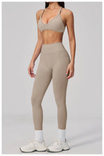 Breathable Quick Drying Yoga Set for Women Beauty Back Sports Bra High Waist Leggings Fitness Suit Outwear Gym Running Tracksuit