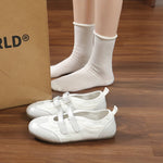 Women Double Hook‑Loop Strap Mary Jane Flats Round Toe Patchwork Soft Sole Retro Ballet Casual Daily Walking Shoes