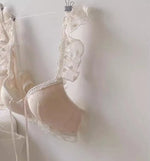 Japanese Kawaii Heart Print Lingerie, Sweet Wireless Bralette Set for Small Breasts, Comfortable Anti-Sagging Everyday Bra Set
