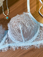 Ladies' Basic Style Thin Lace Bra And Panty Set Seamless Single Layer Eyelet Underwear Comfortable Intimate Apparel