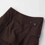 Women's Workwear Skirt-pants Dark Brown Wrap Design Cargo Skort With Pockets For Women High Waist Summer Shorts Elegant 56S3