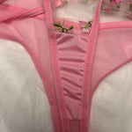 Pink Lingerie Woman Lace Underwear Fairy Embroidery Brief Sets Bra Panties Kits Breves Sets