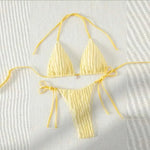 Sexy White Bikini 2025 Women Halter Lace Push Up Metal Designer Micro Swimsuit Brazilian Bathing Suit Tie Side Thong Swimwear