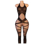 One Piece Crotchless Bodystocking EroticTransparent Sexy Lingerie Sexiest Bodysuit Mesh Hollow Bra Set Black Full Body Stockings