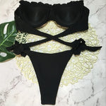 Leopard Ruffled Bra Cup Bikini 2025 Women Bandeau Swimsuit Female Swimwear Two Pieces Bikini Set Push Up Bathing Suit Swim Lady