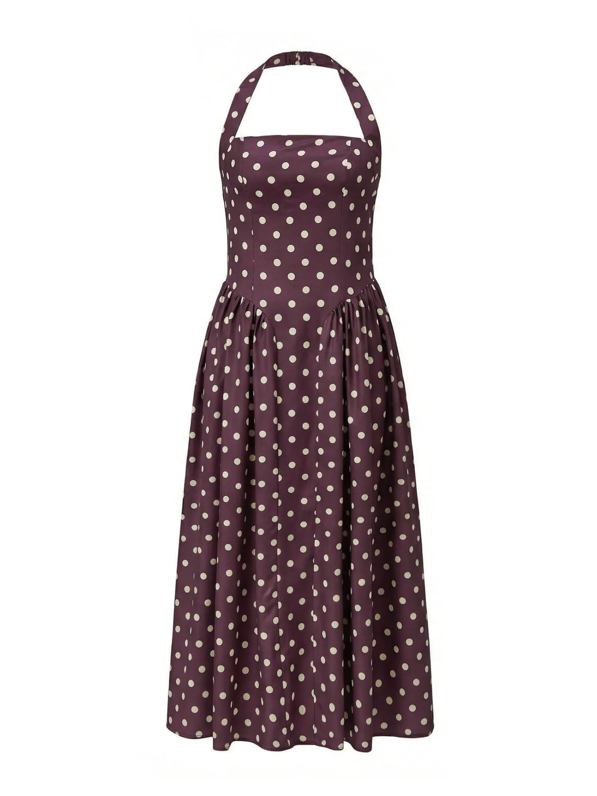 Women's Summer Halter Neck Long Dress Dot Print Sleeveless Backless A Line Dresses for Beach Party