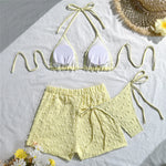 4 Colors Sexy Halter Bikini Female Swimsuit Three-pieces Bikini set With Shorts Women Swimwear Bather Bathing Suit Swim V7843W