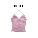 DFTLFNew Women Seamless V-neck Sports Vest Breathable Sleeveless Yoga Top Detachable Padding Slim Fit Gym Running Workout Athlet