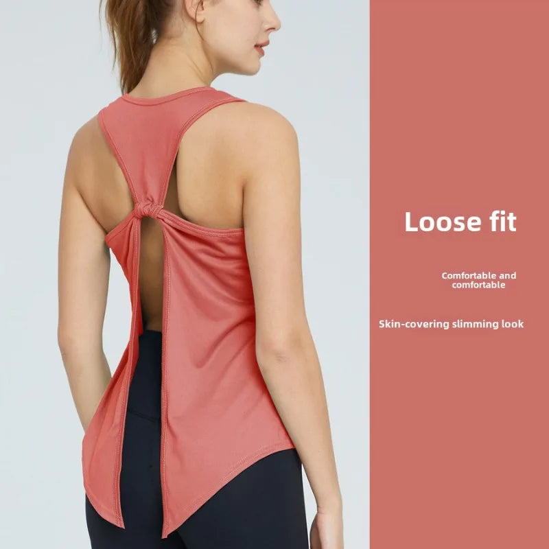 STOUREG Sexy Sleeveless Tank Top Women Loose Short Yoga Shirt, Quick Dry Loose Fitness Tank Top, Loose Training Fitness Clothing