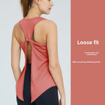 STOUREG Sexy Sleeveless Tank Top Women Loose Short Yoga Shirt, Quick Dry Loose Fitness Tank Top, Loose Training Fitness Clothing