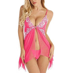 Lace Front Closure Sleepwear Women Sexy Lingerie Dress Porno Suit Babydoll Transparent Mesh Nightdress Erotic Clothing