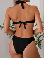 Halter Bikinis 2026 Women Bandeau Swimsuit Solid Sexy Ring Link Swimwear Female Bathers Bathing Swimming Swim Suit Beachwear
