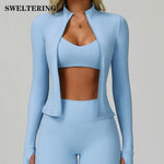 Yoga Shirts For Women Zipper Long Sleeve Fitness Jacket Running Gym Clothes Workout Dry Fit Breathable High Elastic Sports Top