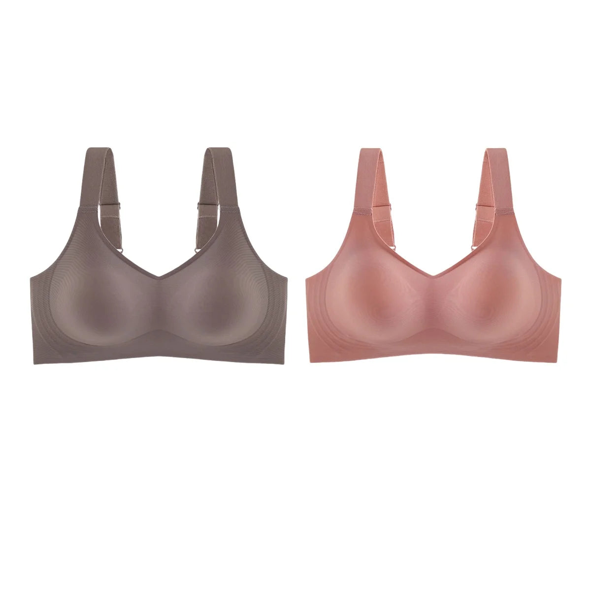 2Pcs/Set Women V-Neck Wireless Bra Smooth Invisible Mold Bralette One-Piece Seamless Support Bras Wide Strap Lingerie M-3XL