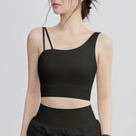 Women's Irregular Shoulder Strap Yoga Sports Bra Shockproof One-Piece Cup Running Vest for Training Fitness And Yoga