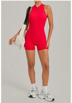 Women's Seamless Yoga Jumpsuits Sports Running Fitness Backless Sleeveless Hip-lifting One-piece Workout Gym Shorts Bodysuits