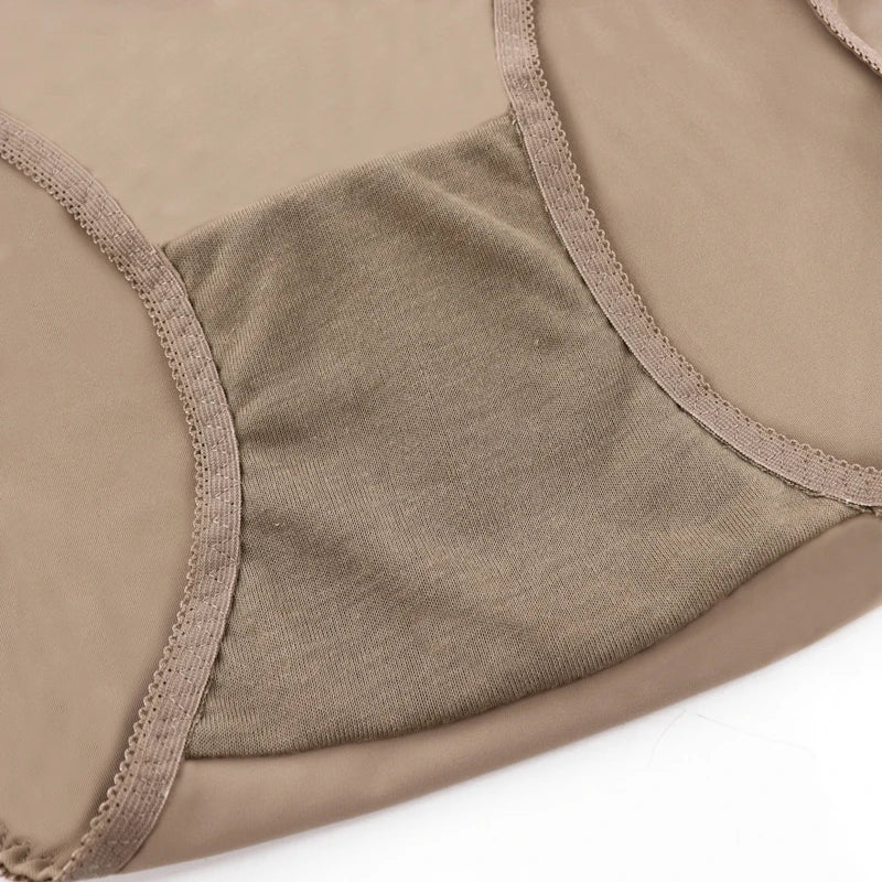 Beauwear Ultra Thin Elastic High Waist Panties for Women Underwear Ladies Big Size Briefs Plus Size Satin Sexy Female Panties